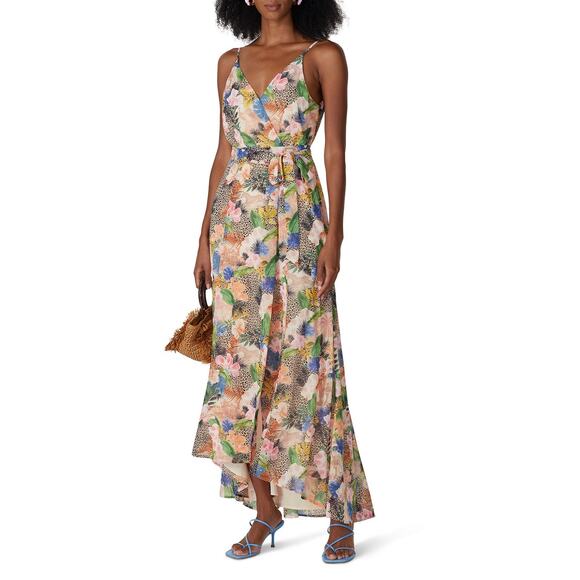 Hutch Leah Wrap Maxi  SunDress in sunset-inspired  Floral safari print sz m - Picture 1 of 14